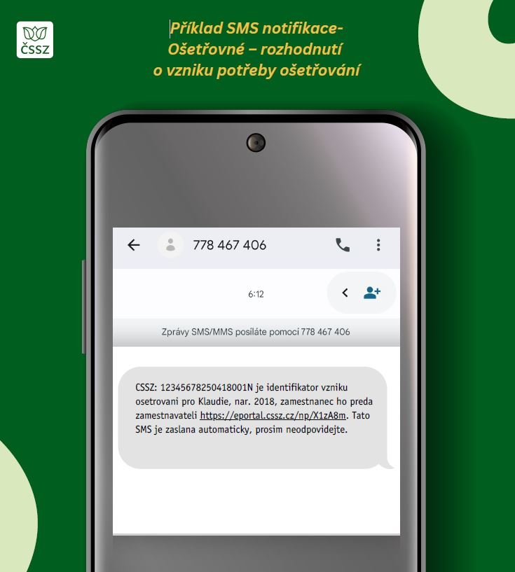 Příklad autorizační SMS u ošetřovného
