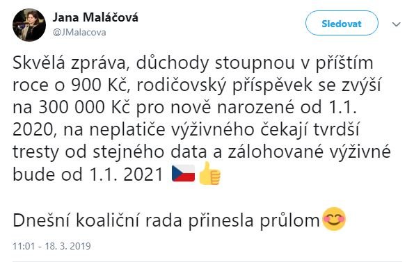 Ministryně Maláčová - růst rodičovského příspěvku