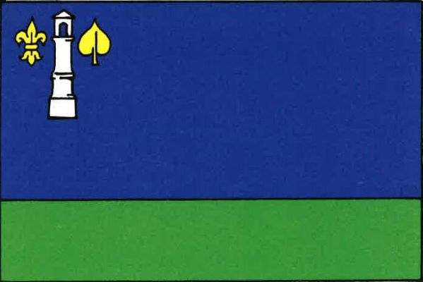 List tvoří dva vodorovné pruhy, modrý a zelený, v poměru 5 : 2. V horní polovině žerďové části listu prázdná bílá zvonička, nahoře provázená lilií a postaveným lipovým listem, obojí žluté. Poměr šířky k délce listu je 2 : 3.