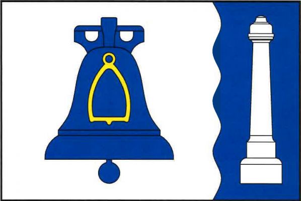 List tvoří dva svislé pruhy, bílý a zvlněný modrý, v poměru 3 : 1. V bílém pruhu modrý zvon, v něm žlutý třmen. V modrém pruhu bílý sloup pranýře. Poměr šířky k délce listu je 2 : 3.