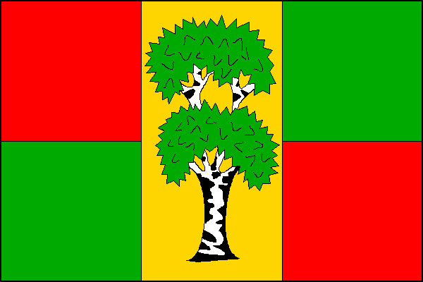 List tvoří dvě žerďová čtvercová pole, červené nad zeleným, svislý žlutý pruh široký jednu třetinu délky listu se zelenou břízou s bílo-černým kmenem, a dvě čtvercová vlající pole, zelené nad červeným. Poměr šířky k délce listu je 2:3.