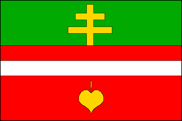 List tvoří čtyři vodorovné pruhy, zelený, červený, bílý a červený v poměru 3:1:1:3. Do zeleného pruhu vyrůstá žlutý patriarší kříž, v dolním červeném pruhu žlutý dolů obrácený lipový list. Poměr šířky k délce listu je 2:3.