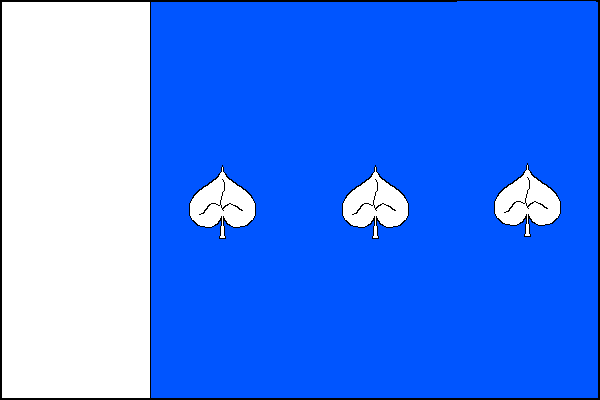 List tvoří bílý žerďový pruh široký jednu čtvrtinu délky listu a modré pole se třemi bílými vztyčenými lipovými listy vedle sebe. Poměr šířky k délce listu je 2:3.