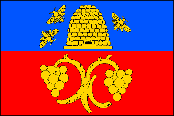 List tvoří dva vodorovné pruhy, modrý a červený, v poměru 3:4. V modrém pruhu úl se třemi (2,1) včelami po stranách, v červeném pruhu vykořeněný keř vinné révy se dvěma odkloněnými hrozny, vše žluté. Poměr šířky k délce listu je 2:3.